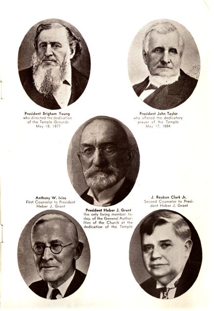 Presidents Brigham Young, John Taylor, Heber J. Grant and counselors